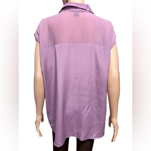 Ann Tailor Lavender Top Blouse Size XL Polyester Pockets Front 023 - Picture 2 of 5